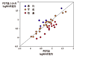 図3 PDT治療前後のlogMAR視力変化